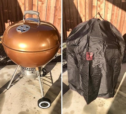 Turtle Life Round BBQ Grill Cover, 26inch Heavy Duty Durable Waterproof Rip Resistant UV Resistant Charcoal Kettle Grill Cover, Dia33 x38 H, Black
