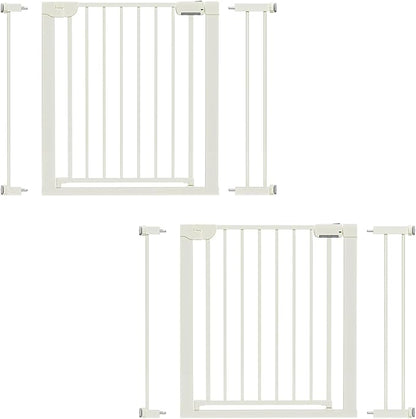 29.5-40.6" Baby Gate for Stairs, Baby Safety Essentials, Auto Close Gate for Doorways, Easy Install Pressure Mounted Dog Gate Indoor, Pet Gates for Dogs, White (2 Pack)