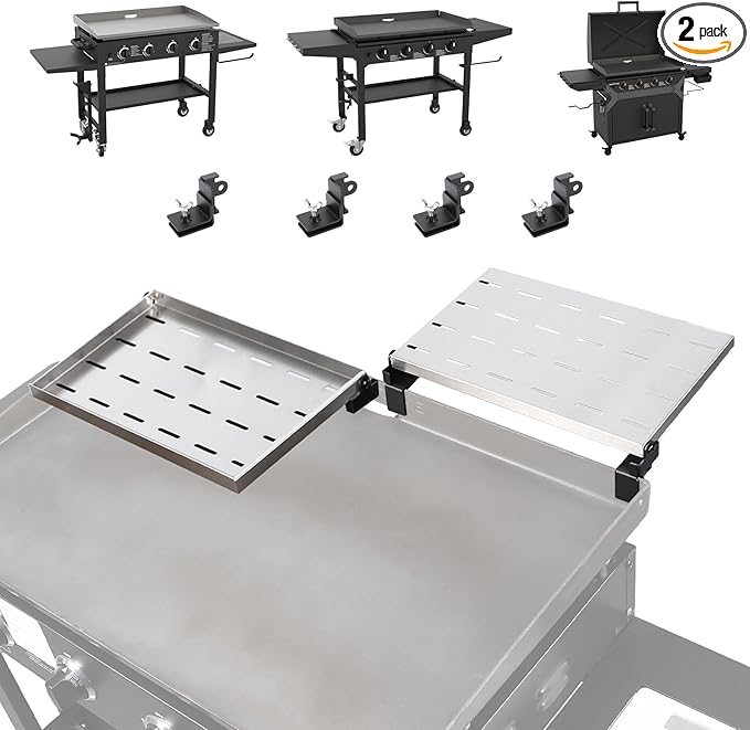 Utheer 2-Pack Griddle Warming Rack for Blackstone 36" Griddles, Stainless Steel Flat Top Grill Accessories | Reversible Rack Adds Prep Space, Foldable Clip-On Design Expands Cooking & Holding Area