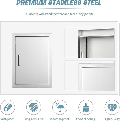 Outdoor Kitchen Door, 17 "W23 H Outdoor Kitchen Access Door, Stainless Steel Barbecue Single Door, Can Be Used for Outdoor Kitchen Island Or Outdoor Kitchen