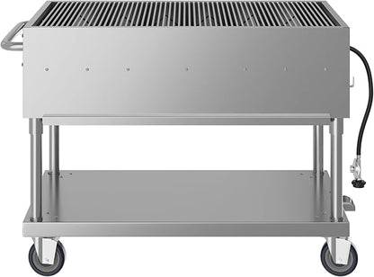48 in. Commercial Mobile Outdoor Grill Stainless Steel, ETL Listed in Stainless-Steel (KM-CGM-48)
