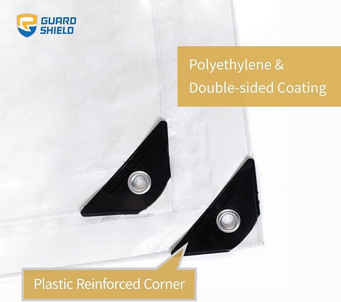 GUARD SHIELD White Tarp 12x12 Feet Medium Duty All Purpose Poly Tarps Cover 7mil