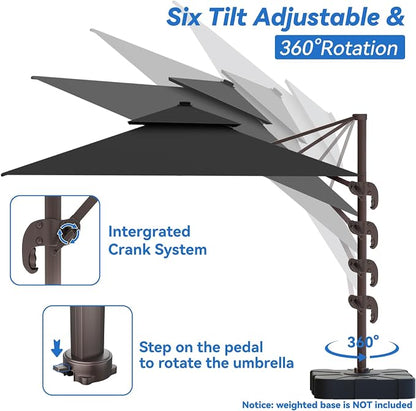 10x13FT Cantilever Outdoor Patio Umbrellas，Double Top Large Rectangle Umbrella - Image 4