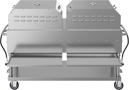 60 in. 8-Burner Commercial Outdoor Propane Gas Grill with Two 30 in. Pizza Ovens in Stainless-Steel, ETL Listed (CGKIT6-P30P30)