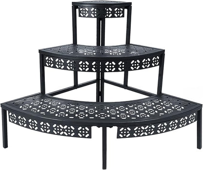 aboxoo 3-Tier Metal Plant Stand, Stair-Step Corner Shelf by aboxoo