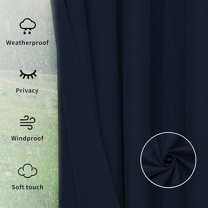 Easy-Going Outdoor Curtains for Patio 1 Panel, 54x120 inch, Weatherproof - Image 6