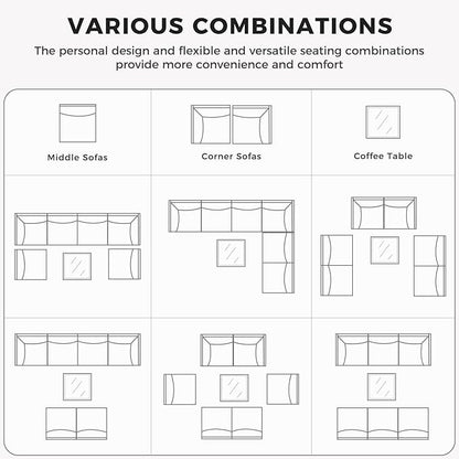 Grand patio 7-Piece Wicker Patio Furniture Set, Retro Outdoor Conversation Set Sectional Sofa with Water Resistant Blue Thick Cushions and Coffee Table, Brown