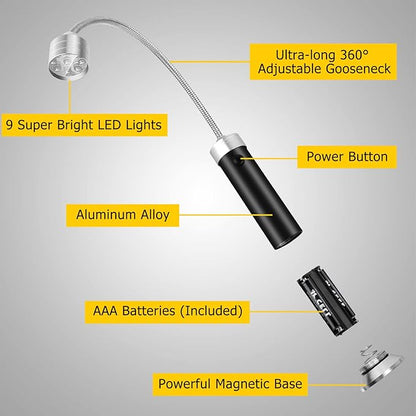 Barbecue Grill Lights, Grilling Gifts for Men Dad, BBQ Grill Accessories for Outdoor, Grill Lamps with Magnetic Base, Super Bright LED, 360 Degree Flexible Gooseneck, Stocking Stuffers, Pack of 2