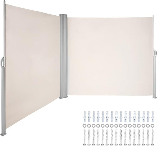 VEVOR Retractable Side Awning, UV 50 71''x236'' Rugged Full Aluminum Rust-Proof Side Awning Patio Sunshine Privacy Divider, 280 g Thicken Wind Screen, for Courtyard, Roof Terraces Pools, Beige