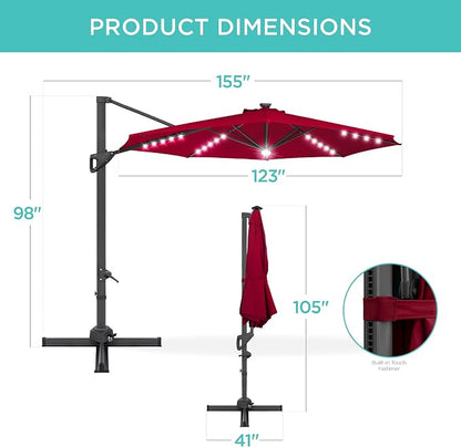 Best Choice Products 10ft Solar LED Cantilever Patio Umbrella, 360-Degree - Image 7