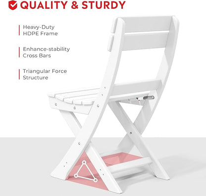 Costaelm Paradise 3-Piece Outdoor HDPE Folding Patio Bistro Table and Chairs, White
