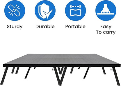 8'x8' MyStage 4 Stage Platform - Portable, Folding Lightweight Aluminum Performance Deck with Adjustable Height 17"-28" - US Patented Design