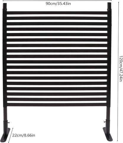 Outdoor Freestanding Privacy Screens, 35.4" W x 47" H Metal Slatted Decorative Panels with Stand, Brown Backyard Privacy Panels for Garden Patio