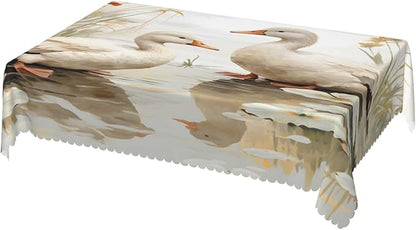 Rectangle Table Cloth Retro Duck Waterproof Tablecloth 54 x 72 in Washable Table Cover for Home Kitchen Wedding Dining