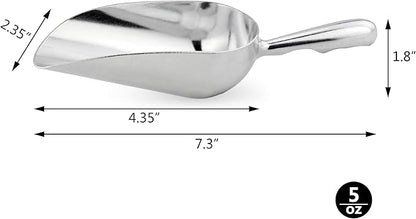 New Star Foodservice 34509 One-Piece Cast Aluminum Round Bottom Bar Ice Flour Utility Scoop, 5-Ounce, Silver (Hand Wash Only)