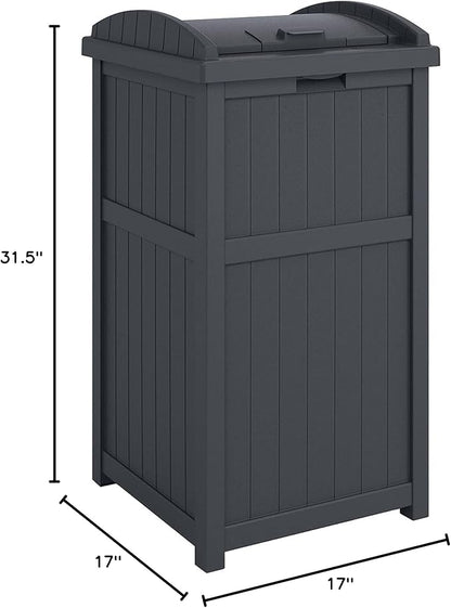 Suncast 2 Pack Trash Hideaway Refuse Container, Stylish Resin Outdoor Garbage Bin with Latching Lid, 30 to 33 Gallon Capacity, Cyberspace