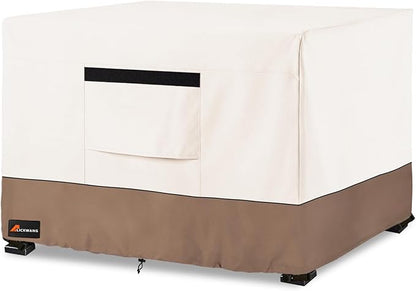 Fire Pit Cover Square, Outdoor Heavy Duty Durable 600D Tear-Resistant 100% Waterproof 42-44 Inch Fire Pit Cover, Patio Weatherproof Square Fire Table Protector, Beige 44" L x 44" W x 24" H