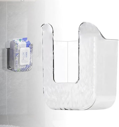 Kitchen Wipes Storage, Flushable Wipes Holder for Bathroom, Wall-Mounted Tissue Box, Non-Slip Flushable Wipes Holder, Wipe Container, Wipes Dispenser for Kitchen Bedroom Bathroom, White