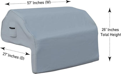 Covers & all Built-in Outdoor Grill Cover, Durable Heavy Duty 18 Oz Waterproof Cover Tuff Material with Air Pocket & Elastic for Snug Fit (57" W x 27" D x 26" H inches, Gray)