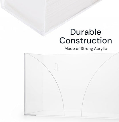 Acrylic Paper Towel Holder Countertop - Clear Folded Hand Towel Dispenser for Bathroom & Kitchen - Fits Multifold, Z-Fold, C-Fold Napkins - Small Space Organization Guest Tray