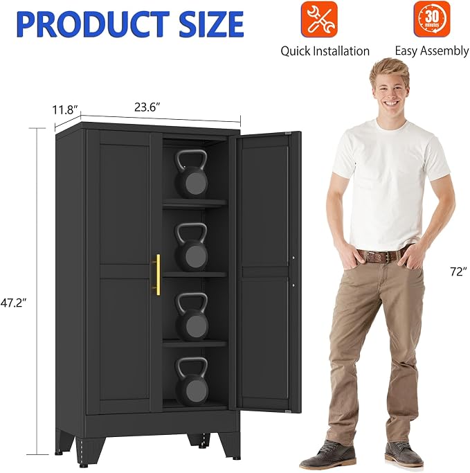 GAIOUS 47.2'' Tall Metal Garage Storage Cabinet, File Cabinet - Image 2