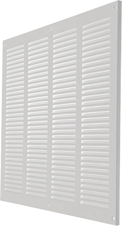 Repa Market Air Vent Cover 16x12 Inch (Outer Dimensions) White Galvanized Steel Louvered Grill Cover with Mesh Screen/Wall or Ceiling Vent/HVAC Register for Indoor and Outdoor Ventilation