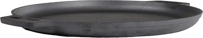 Sunnydaze 13.75-Inch Pre-Seasoned Cast Iron Pizza Pan with 2 Side Handles for Cooktop, Oven, and Grill