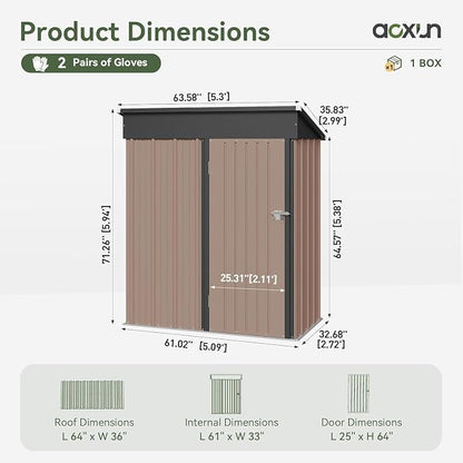 Aoxun 5x3 ft Outdoor Storage Shed - Image 2