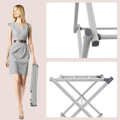 Drying Rack for Laundry, Foldable Clothes Drying Rack, Small Collapsible Dry Rack for Clothes, Use for Indoor & Outdoor Drying Clothes, 40"x29"x14.5"(White)