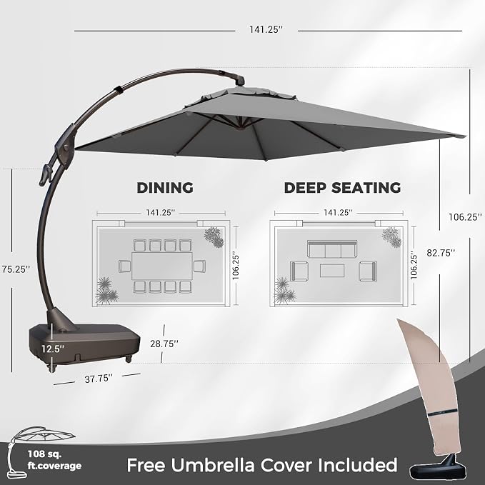 Grand patio 9x12 FT Large Cantilever Umbrella - Image 2