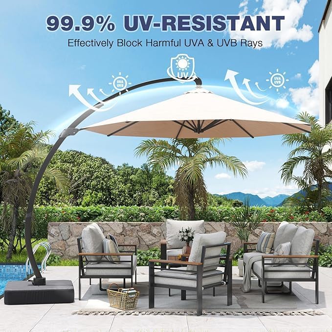 Aoxun 11 FT Cantilever Umbrella, Patio Large Aluminum Offset Umbrella Windproof - Image 6