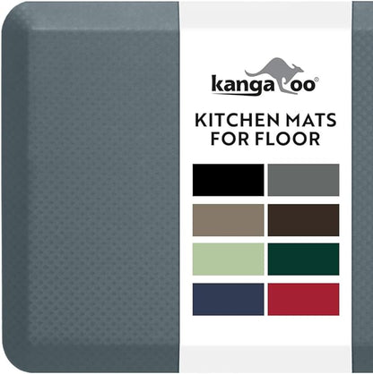 KANGAROO Thick Ergonomic Anti Fatigue Mats for Kitchen Floor, 39x20, Cushioned Standing Office Desk Mat, Waterproof Scratch Resistant Topside, Supportive All Day Comfort Padded Foam Rugs, Charcoal