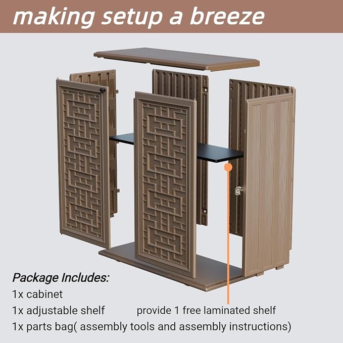 ZZM HDPE Outdoor Storage Shed, Outdoor Plastic Storage Cabinet, Horizontal - Image 7