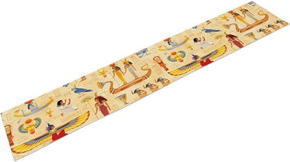 Egypt Table Runner, Ancient Egyptian Mythology Gods Hieroglyphic Elements Retro Farmhouse Table Runner for Home Kitchen Dining Party Indoor Outdoor 13x120in