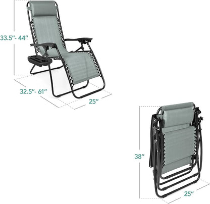 Best Choice Products Set of 2 Adjustable Steel Mesh Zero Gravity Lounge Chair - Image 3