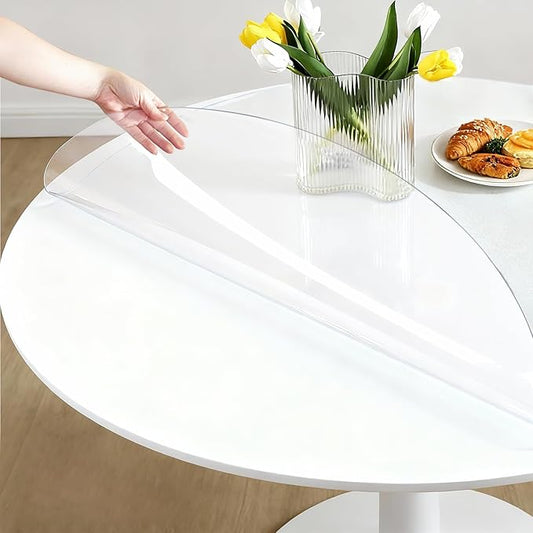 Round Clear Table Cover Protector 42 Inch - 2mm Thick Waterproof PVC Furniture Protective Pad for Dining Room Tabletop