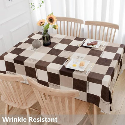 TruDelve Heavy Duty Vinyl Table Cloth Plastic Table Cloth Waterproof Wipeable PVC Plastic Tablecloths for Rectangle Tables (54'' x 84'', Lattice-2)