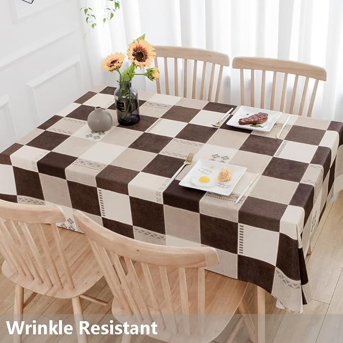TruDelve Heavy Duty Vinyl Table Cloth Plastic Table Cloth Waterproof Wipeable PVC Tablecloths for Rectangle Tables (54'' x 78'', Lattice-2)