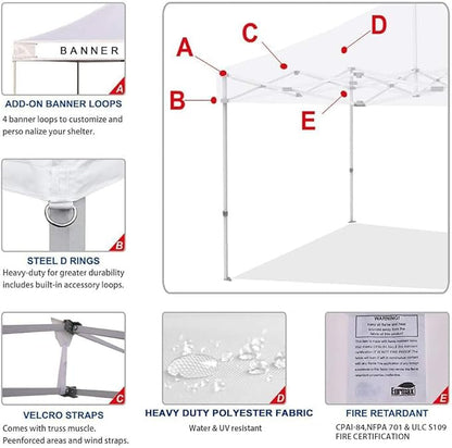 Eurmax USA Pop Up Canopy Replacement Canopy Tent Top Cover, Instant Canopy Top Cover ONLY,Bonus 4PC Pack Weight Bag (5x5,Beige)