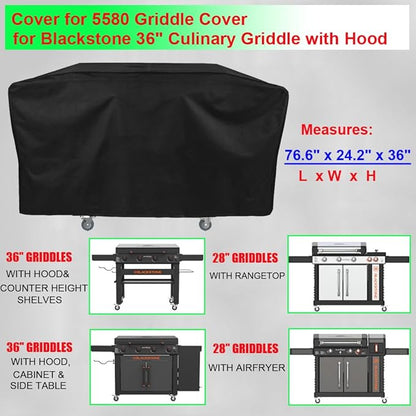Griddle Cover for Blackstone 36" Culinary Griddle with Hood, 600D Heavy Duty Waterproof Flat Top Grill Cover for Blackstone 28" Griddle with Rangetop Airfryer