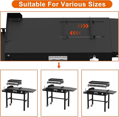 Portable Grill Table for Blackstone Griddle, 31" W x 17" D Folding Cart Stand, Adjustable Table With Paper Towel Holder, Fits 17"/22"/32" Large Space