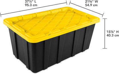 Sterilite 8-Pack Industrial Tote, Plastic Storage Container Bins with Lids, 38 Gallon - Heavy-Duty Organizing Containers for Closet, Bathroom, and Office