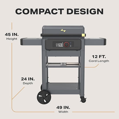 Current Model G Griddle, Smart Electric Outdoor Flat Top BBQ Grill with 200°F to 600°F Range for Searing & Roasting, Digital Precision, Apartment-Friendly & Weather-Resistant, Onyx