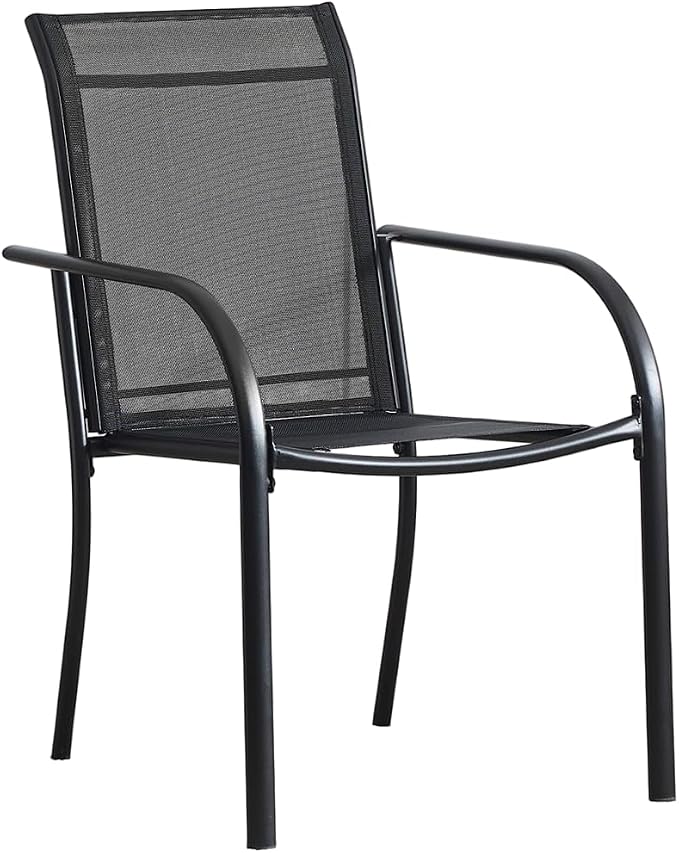 Stackable Patio Chairs Set of 4, Outdoor Dining Chairs - Image 5