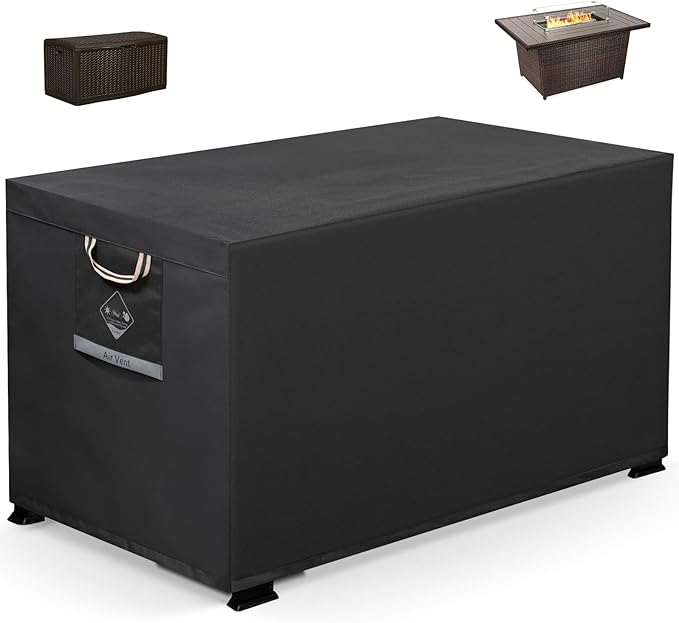 Gas Fire Pit Cover Rectangular 50,52 Inch - Never fades&100%Waterproof,600D Heavy-duty Outdoor Fire Table Cover Rectangle - 52 x 34 x 24 Inch-fireplace cover black