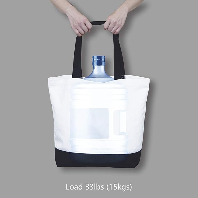 TOPDesign 1 | 3 | 6 | 12 | 24 Pack Super Strong Large 12oz Cotton Canvas Tote Bag, Reusable Grocery Shopping Cloth Bag, Fashionable Two-Tone Tote for Crafts, DIY Your Creative Designs (Pack of 1) | Super Strong, Large, 12oz, Reusable, Grocery Shopping