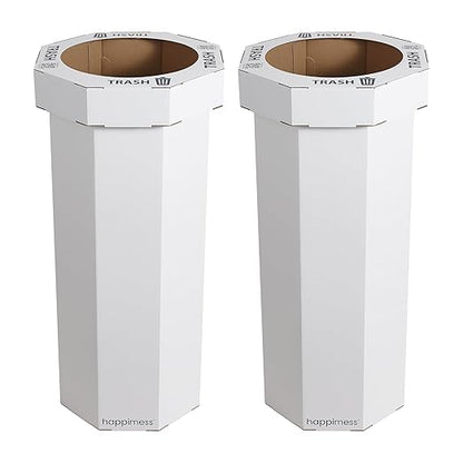 Eyely MPH1300E-SET2 Sal 25-Gallon Disposable Corrugated Cardboard Event Trash Can and Recycling Bin for BBQs, Beach, Parties & Events & Outdoor Activities, Cotton White (Set of 2)