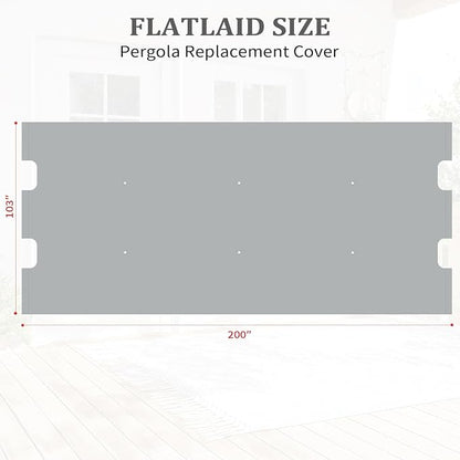 slashome 200" x 103" Pergola Replacement Canopy, Fits L-PG152PST-B, UV Resistant - Image 3