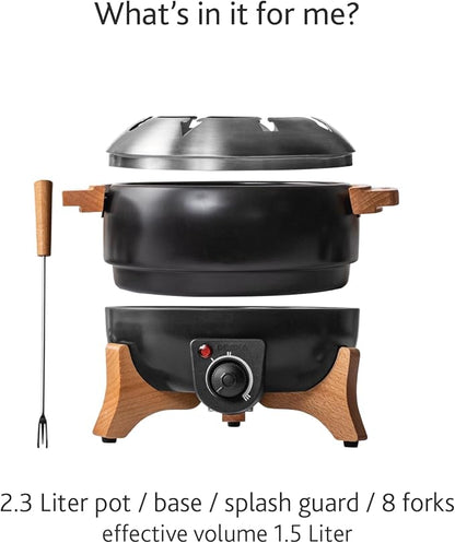 Boska Electric Fondue Set Party 2.3 L - Electric Fondue - For Cheese Fondue, Chocolate Fondue, Hotpot - Temperature Control - 2.3 Litres - Fondue Device