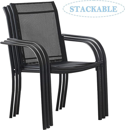 Stackable Patio Chairs Set of 6, Outdoor Dining Chairs - Image 4